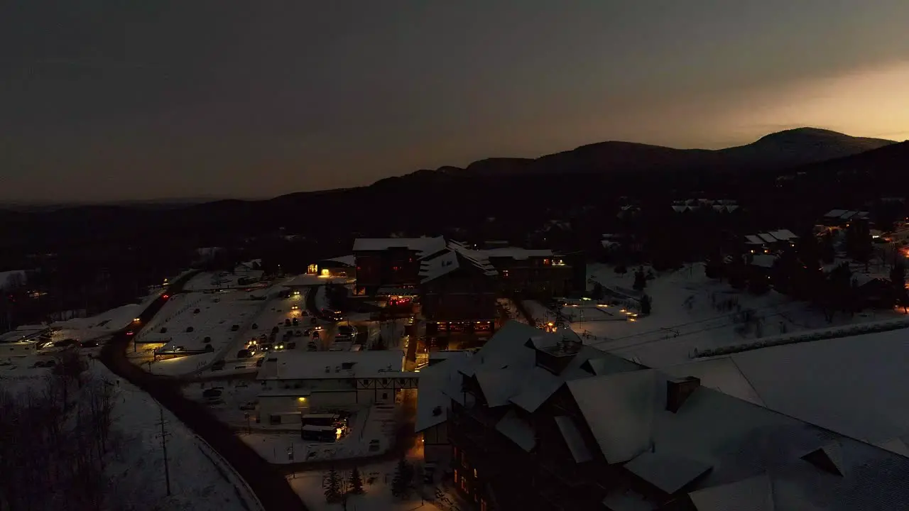 Sunset over a ski mountain- Drone video