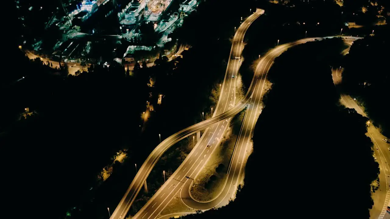 Croatia Illuminated Highway At Night Inspire 2 Drone Shot