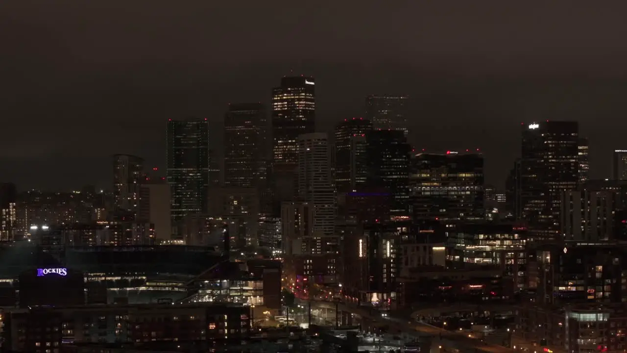 Denver Colorado nighttime establishing shot