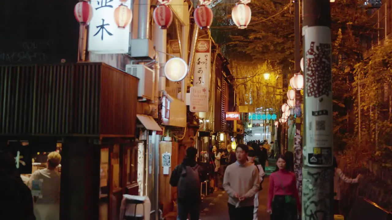 Japanese Street Food Alleyway in Shinjuku in the Evening