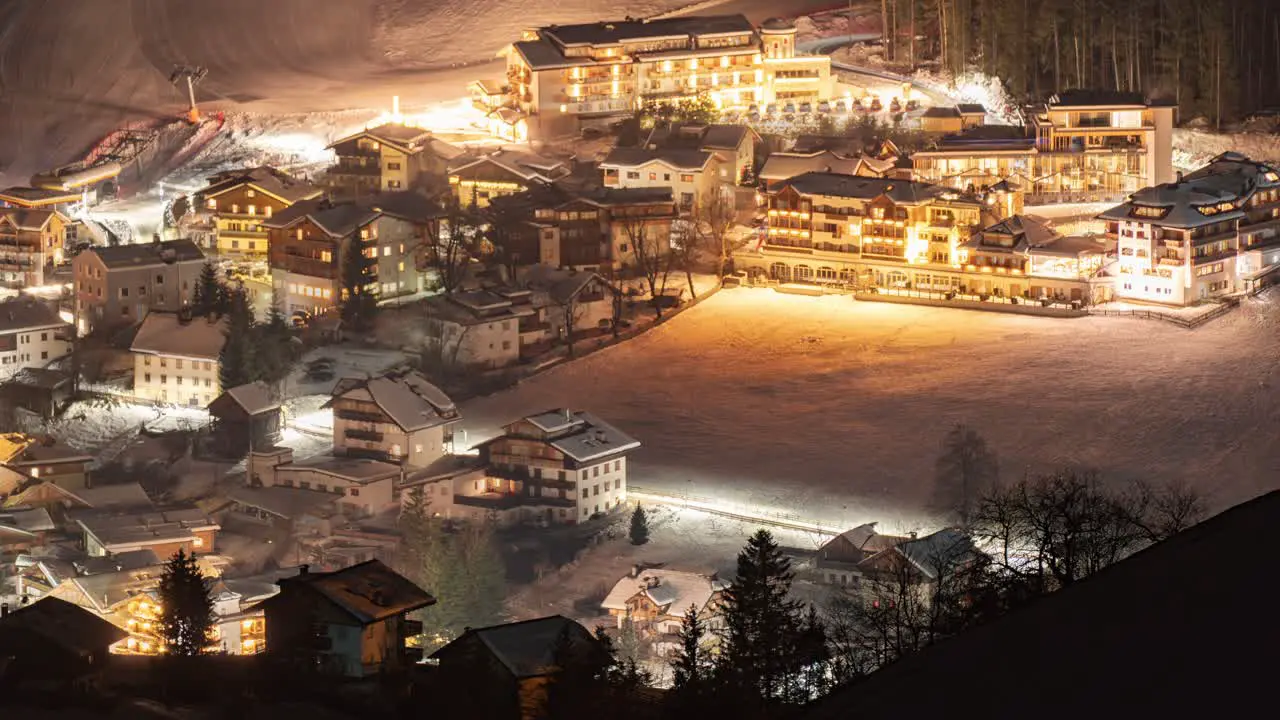 A night view of the San Vigilio town in the Italian Dolomites