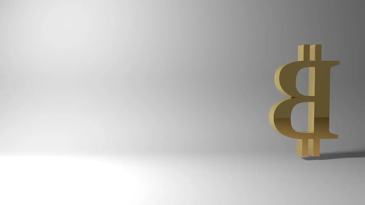 Golden 3d Bitcoin crypto currency Symbol spinning