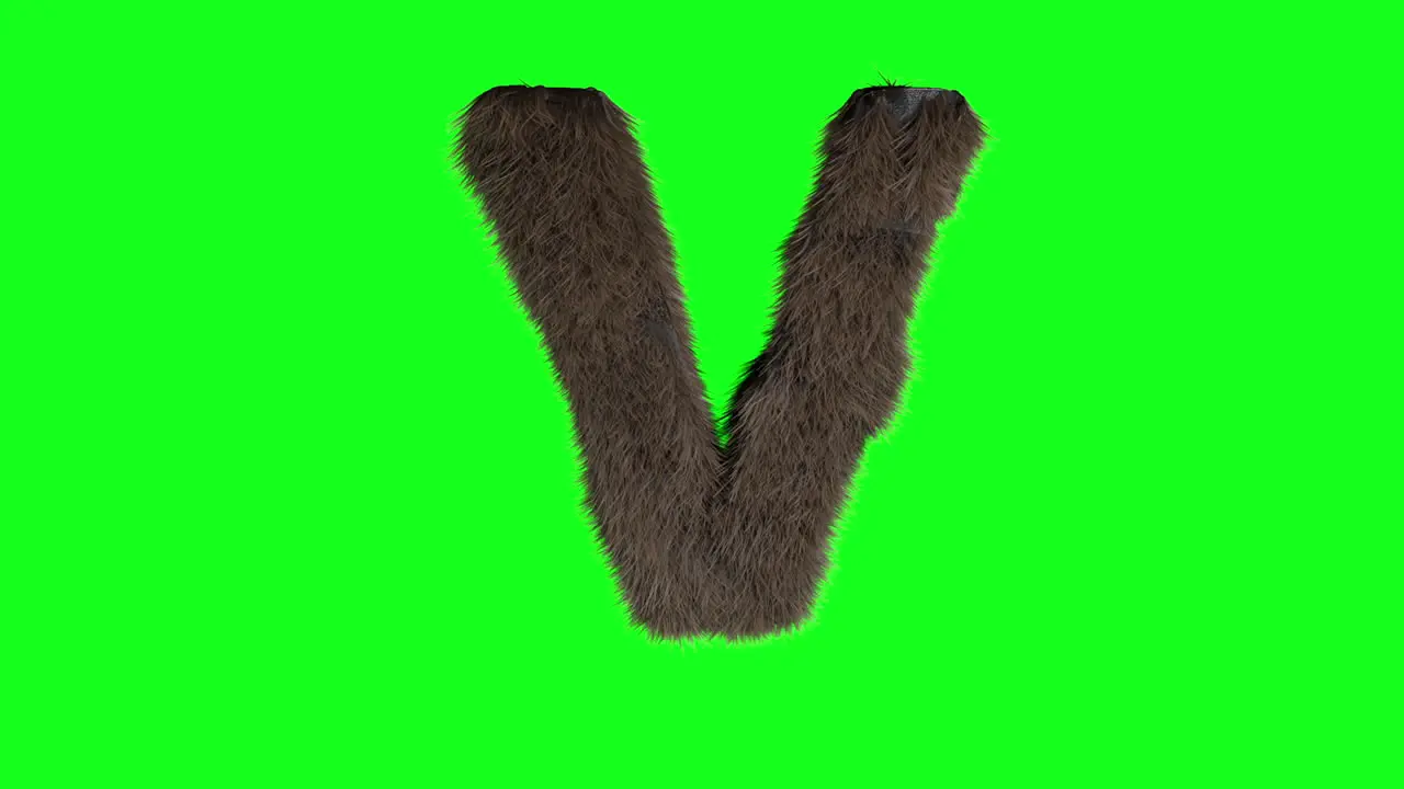 Abstract hairy letter V sign fluffy furry