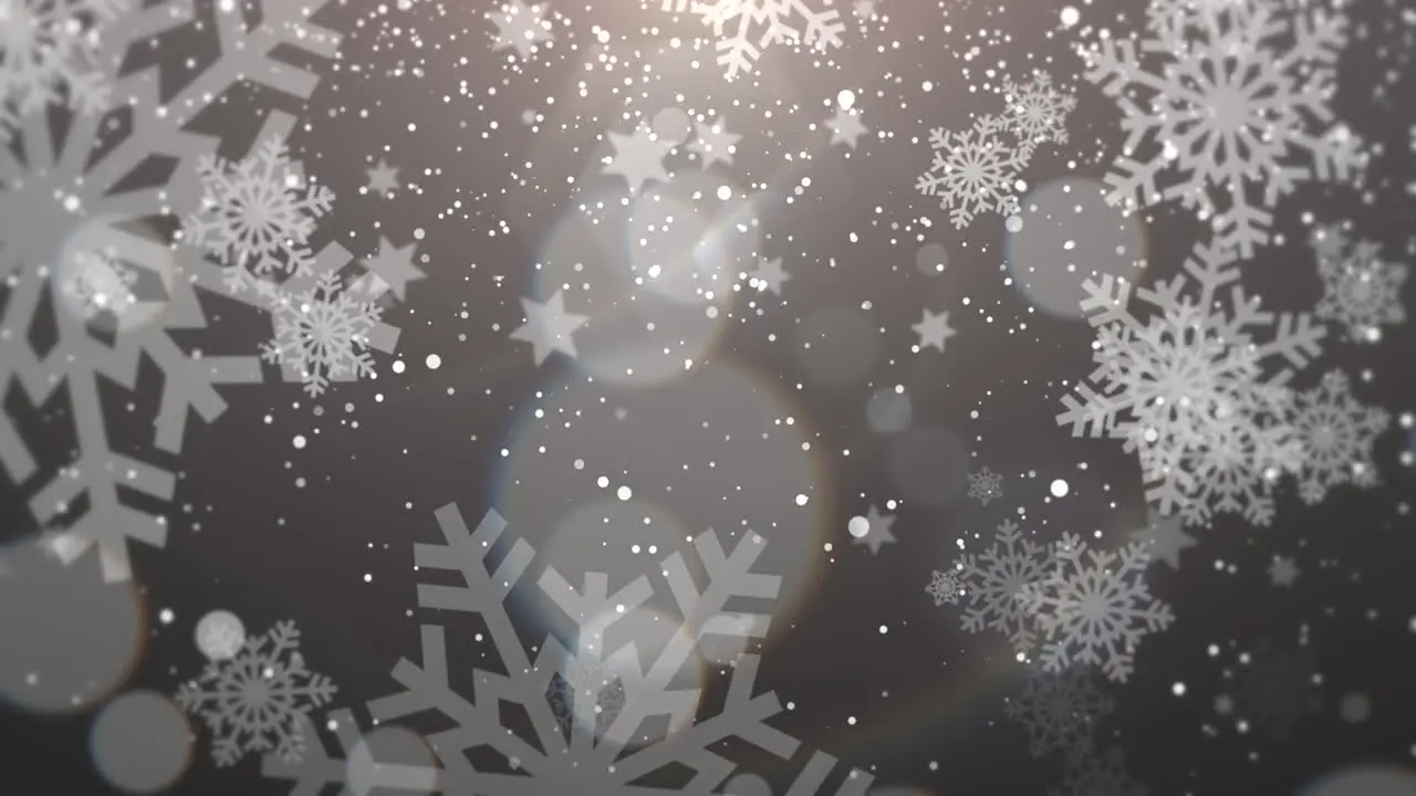 White snowflake falling Happy New Year and Merry Christmas shiny background