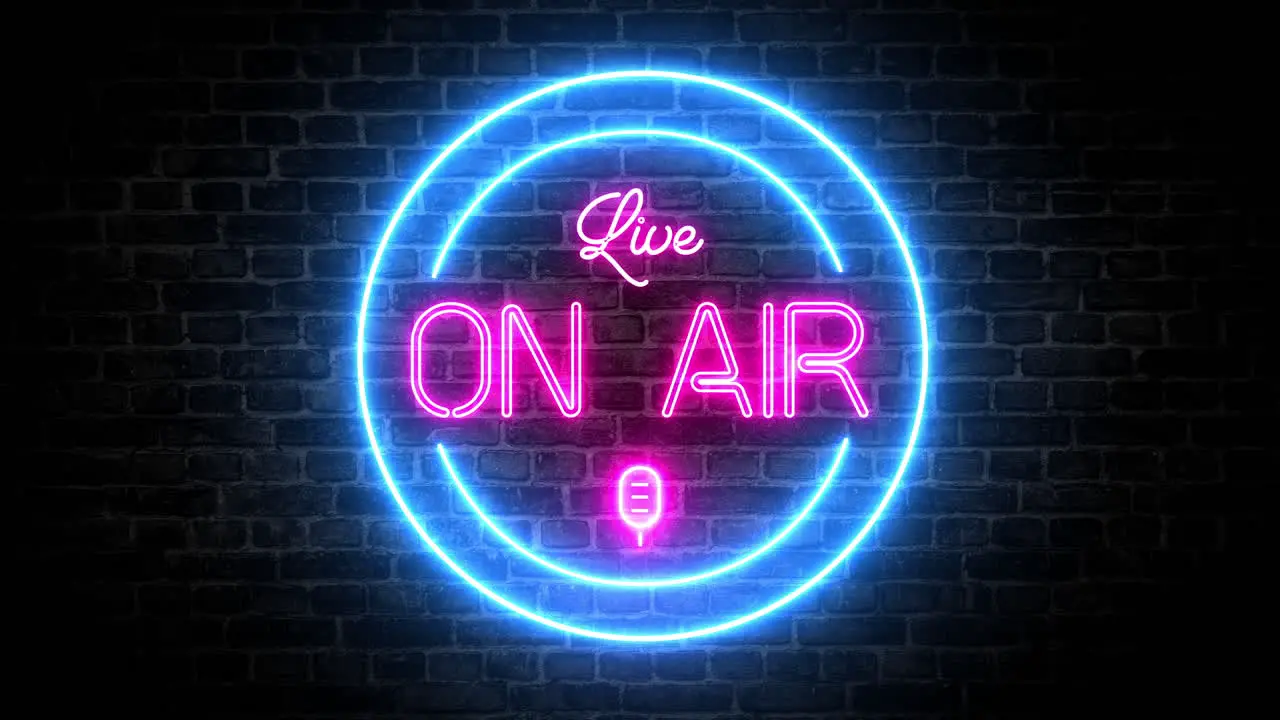 Live on air microphone light neon signboard neon