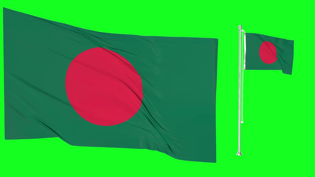 Green Screen Waving Bangladesh Flag or flagpole