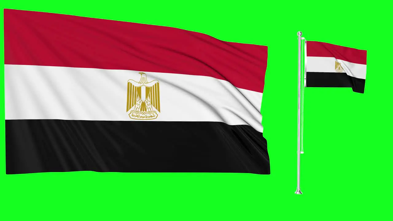 Green Screen Waving Egypt Flag or flagpole