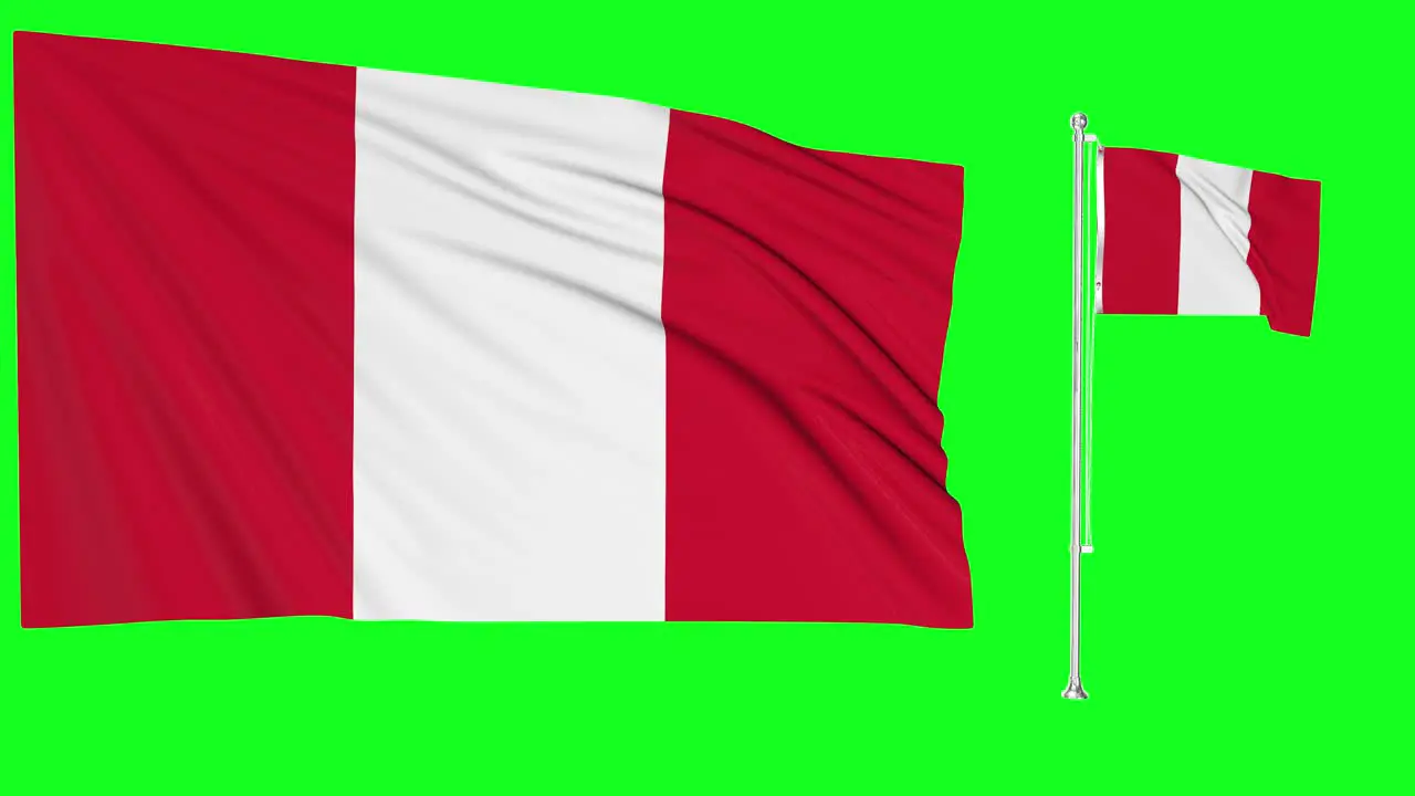 Green Screen Waving Peru Flag or flagpole