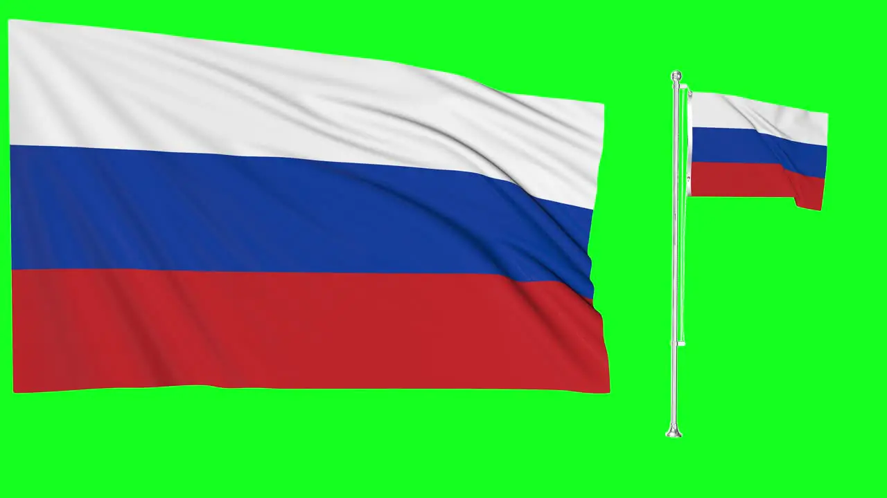 Green Screen Waving Russia Flag or flagpole