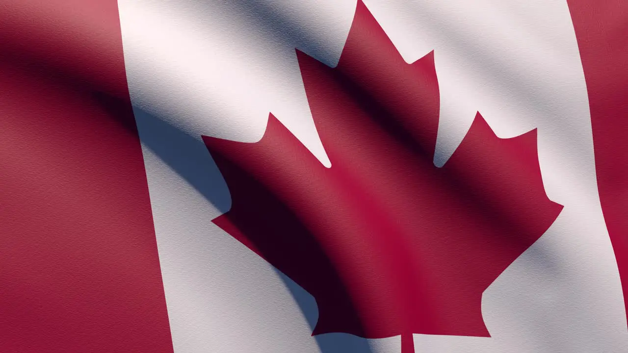 Realistic 3d hd flag canadian waving close up