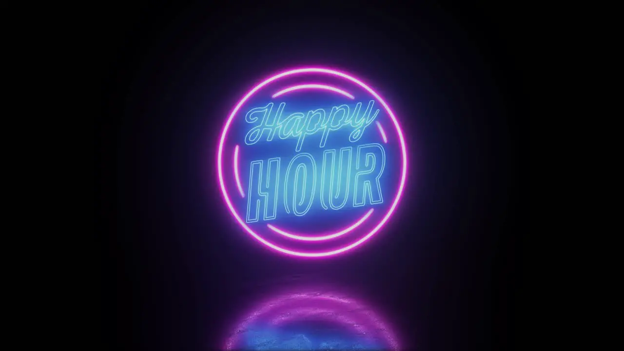 Happy hour text neon sign banner advertisement