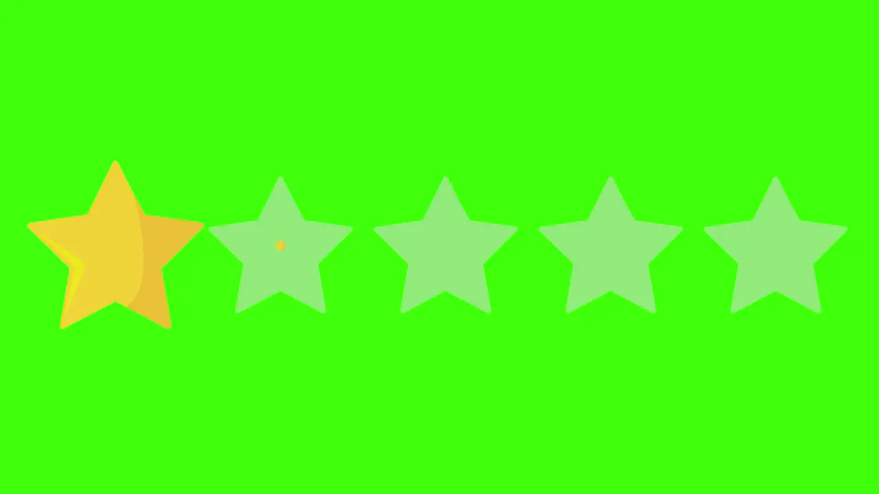 4 four yellow stars rating icon on green screen