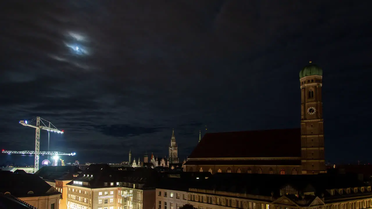 Munich Marienplatz Aerial Night Timelapse