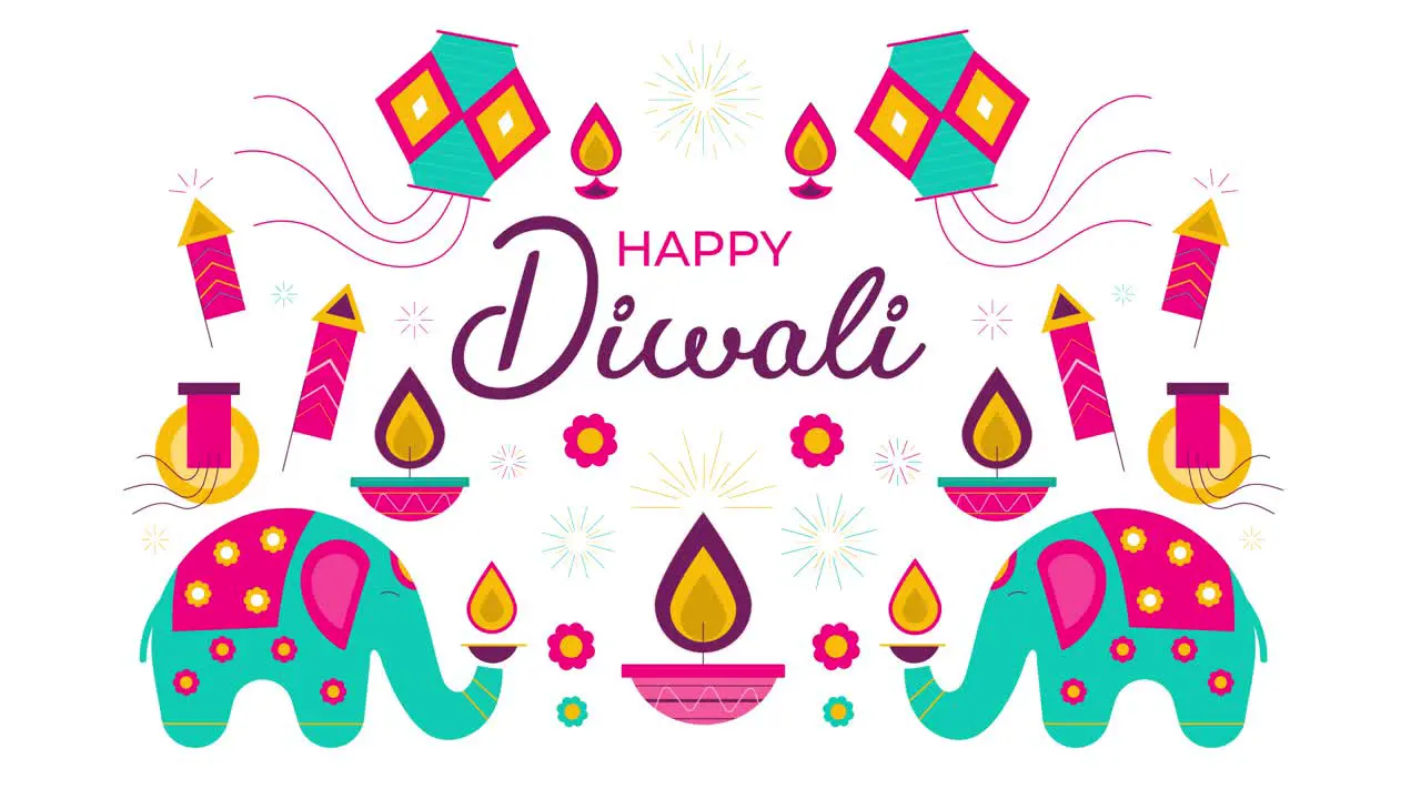 Graphic Animation Celebrating Festival Of Lights Diwali With Traditional Symbols