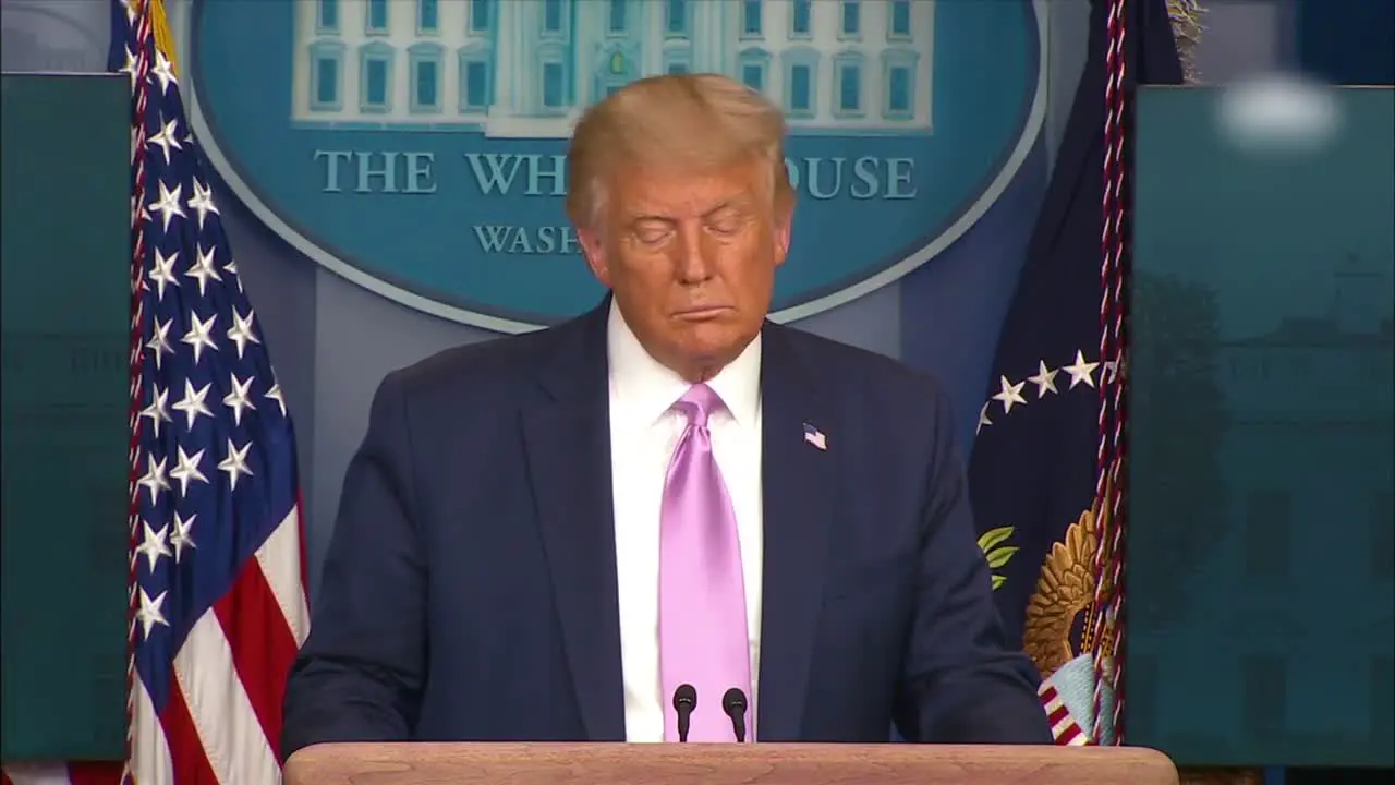 Us President Donald Trump Addresses The Press About A Boycott Of Goodyear Tire And Cancel Culture