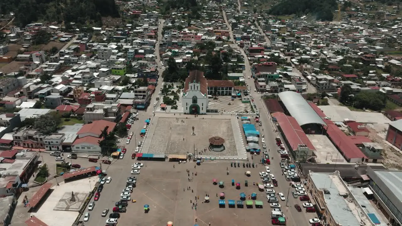 Main square and indigenous church in Chamula Chiapas Mexico