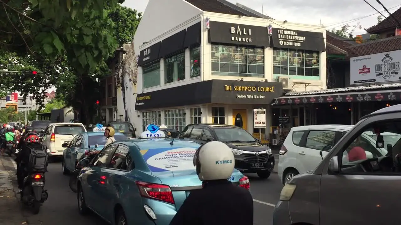 Hair salon and traffic in Bali Indonesia