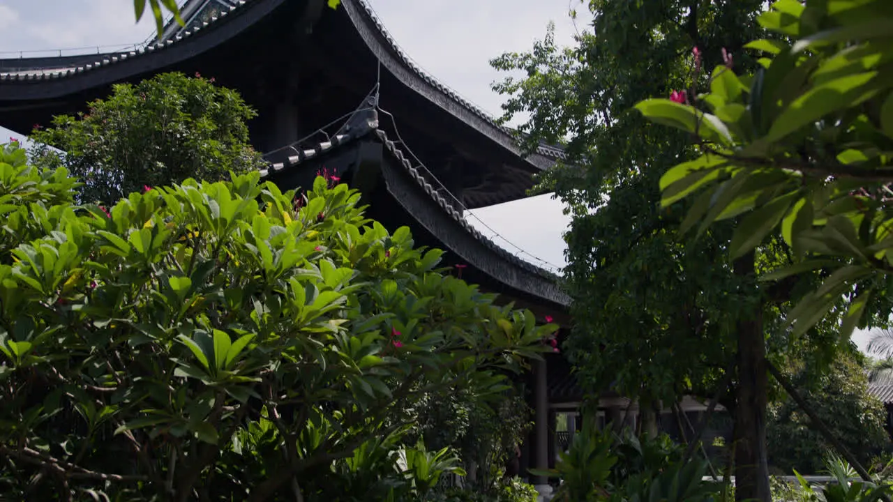 Typical Chinese construction with oriental curved roofs