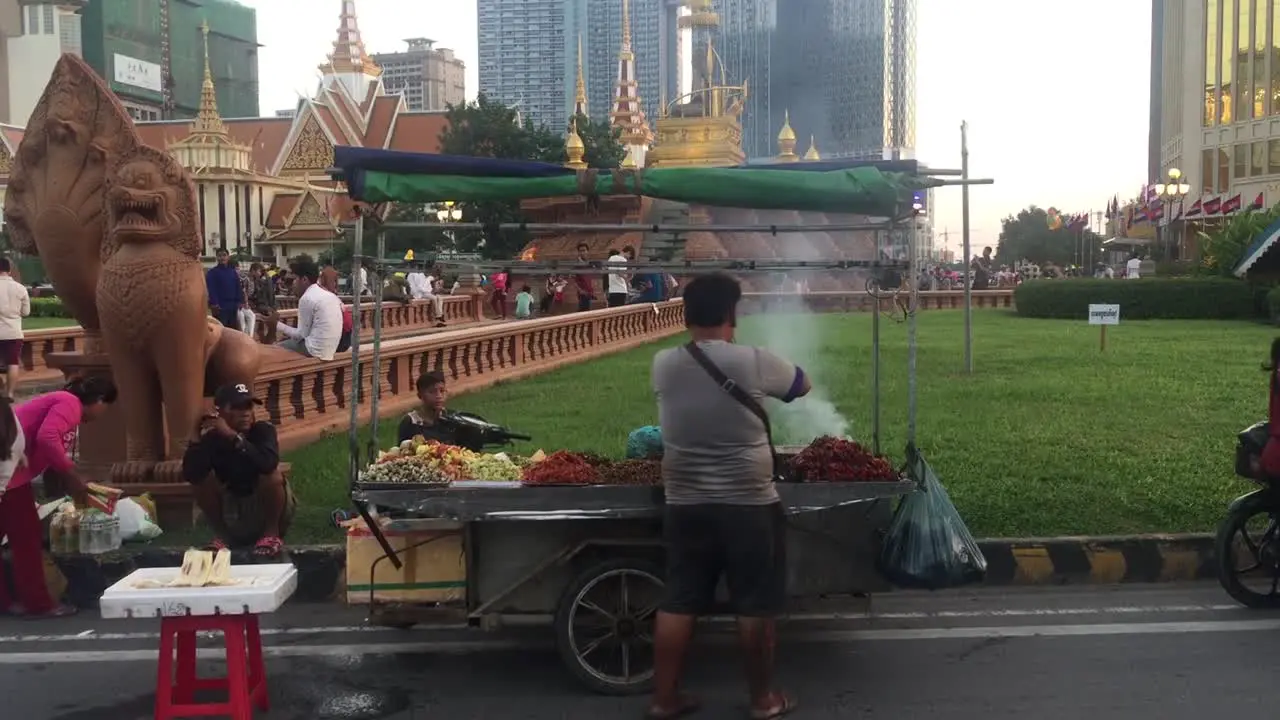 Food cart at an outdoor festival in Phnom Penh Cambodia