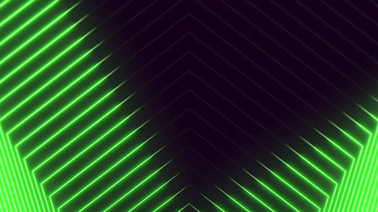 Dynamic green zigzag stripes on black background