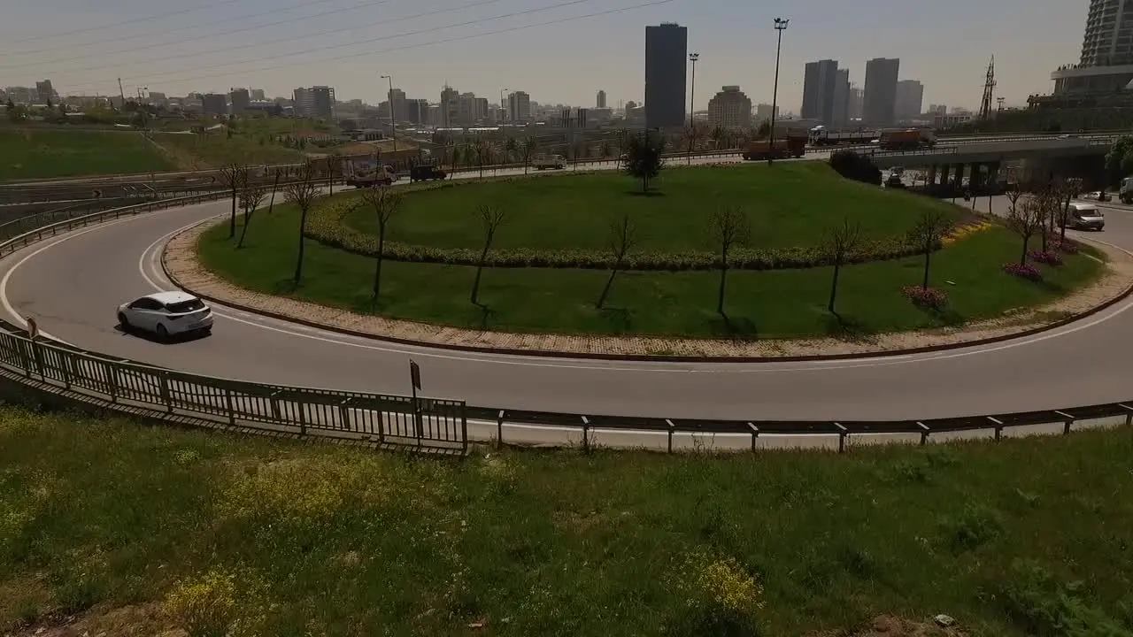 Aerial City Urban Car Highway Traffic