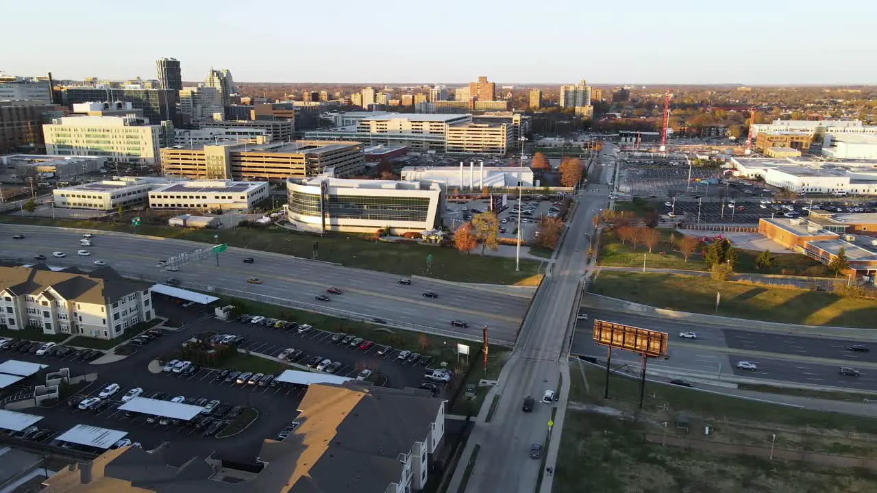 Highway Roads and City Streets in Business District of St