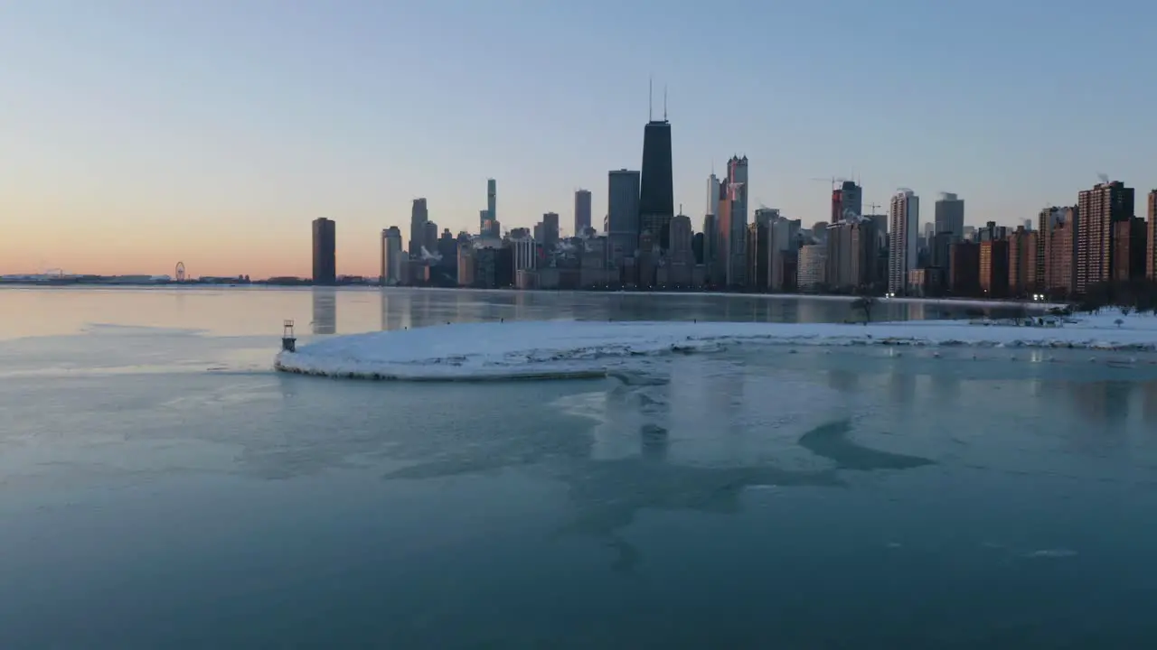 Drone Shot of Chicago Illinois in Winter