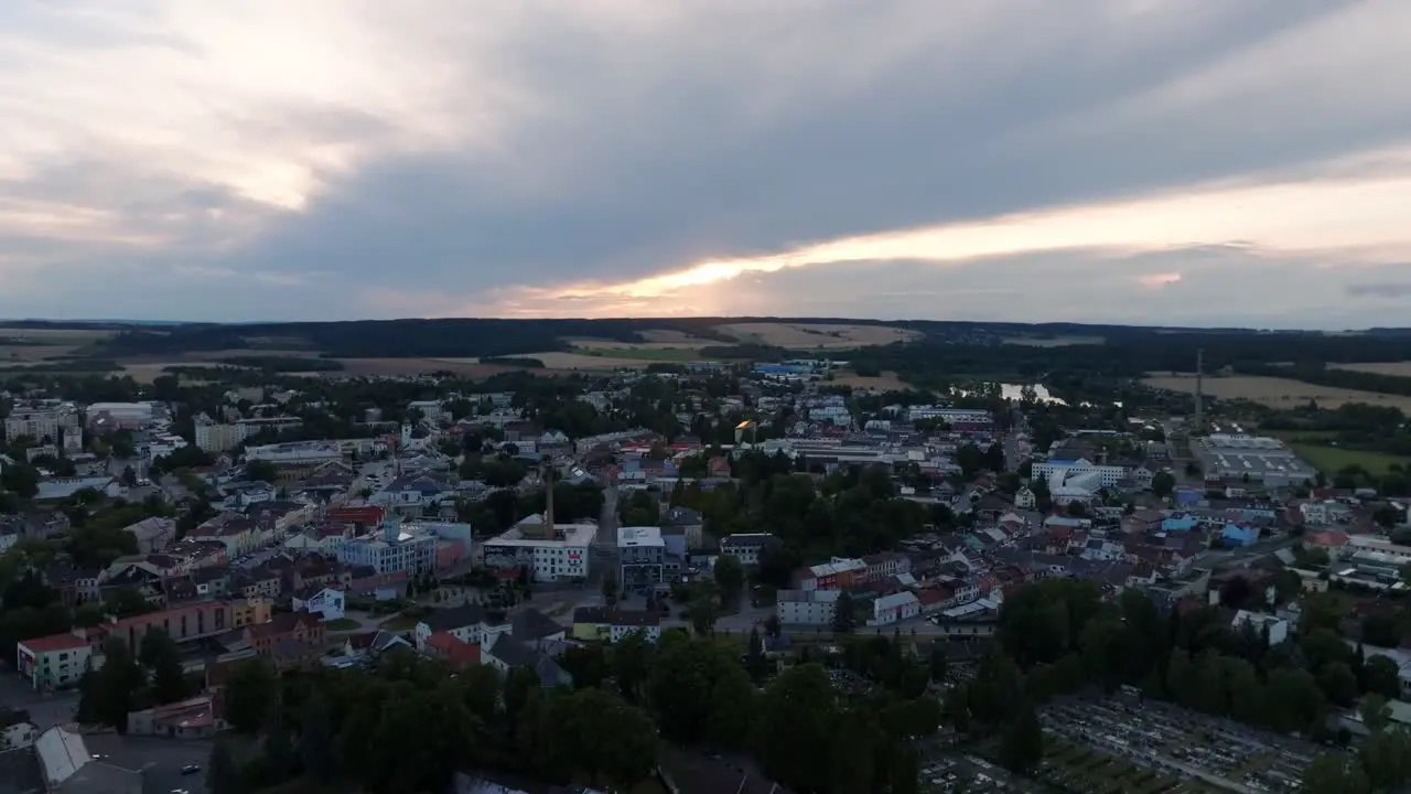 The city of Svitavy during sunset