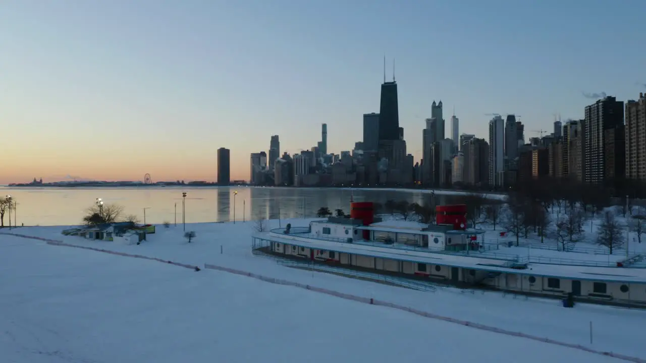 Iconic View of North Avenue Beach Boat in Winter