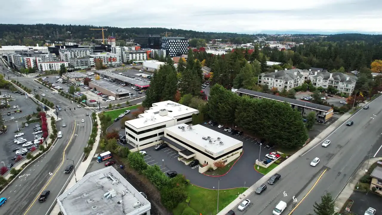 Captivating aerial shot captured by a drone flying over Bellevue WA