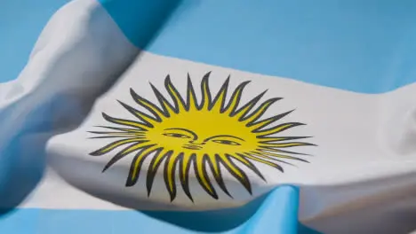 Close Up Studio Shot Of Argentinian Flag Filling Frame