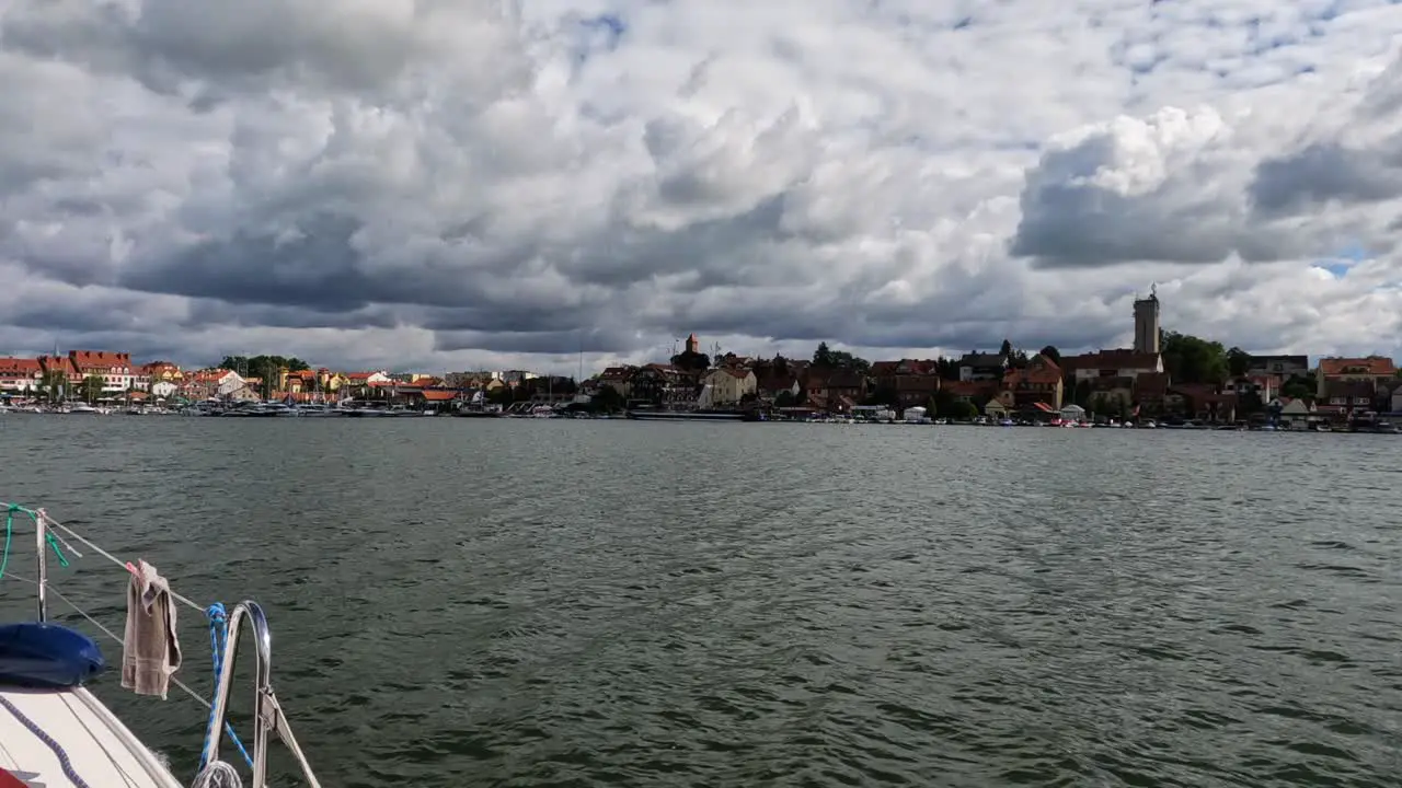 Mikołajki from yacht in summer time