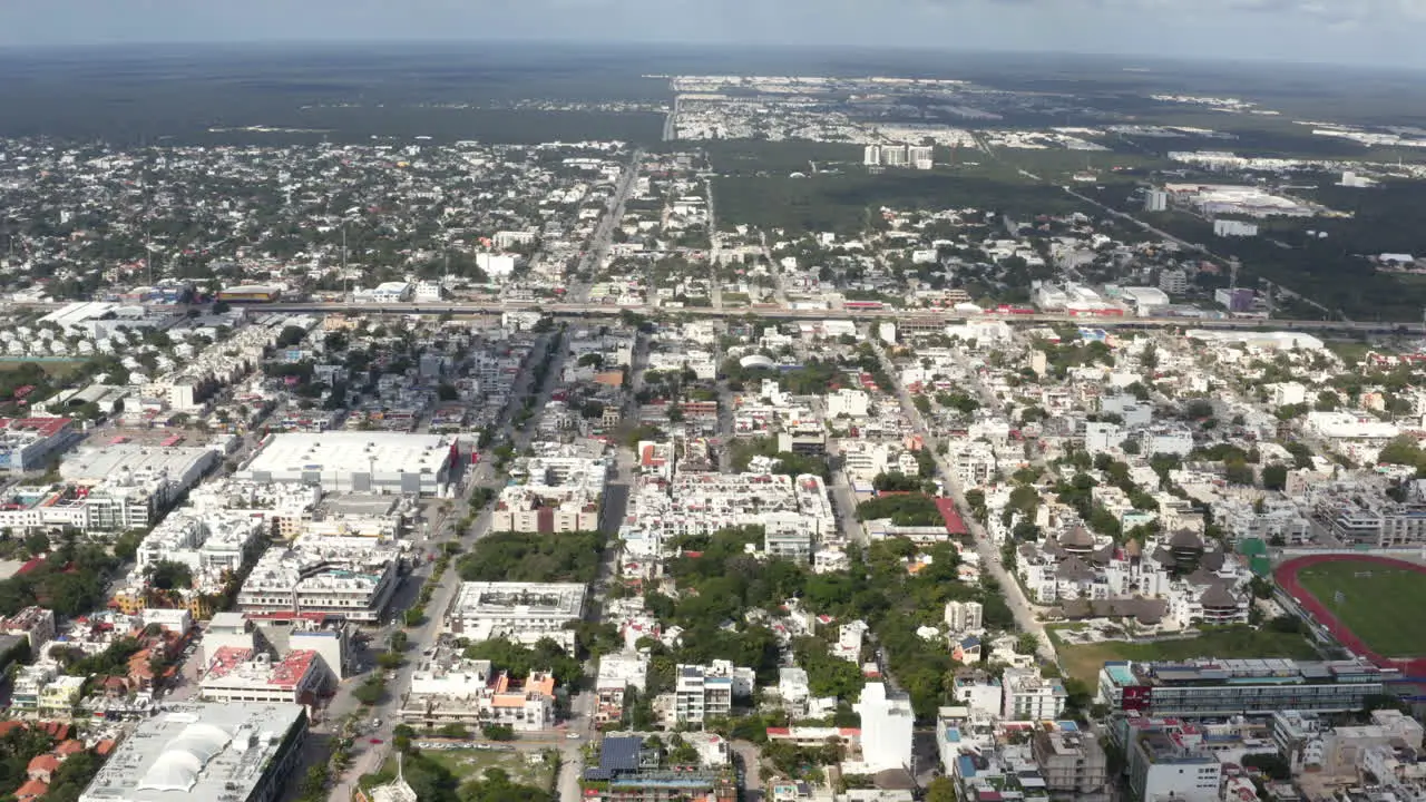 Residential area with blocks of houses and streets in Playa del Carmen