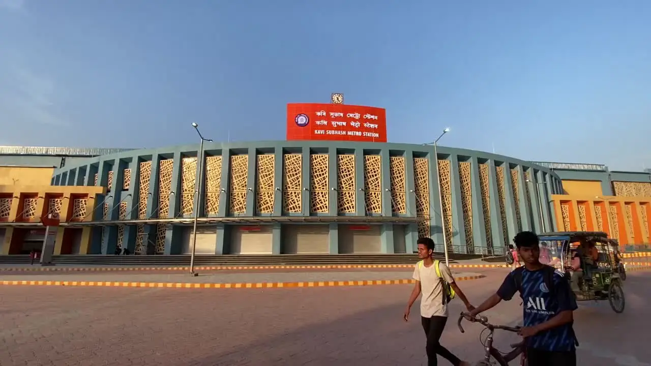 A view of Kavi Sbuhas Orange line metro station of Kolkata South East Metro system