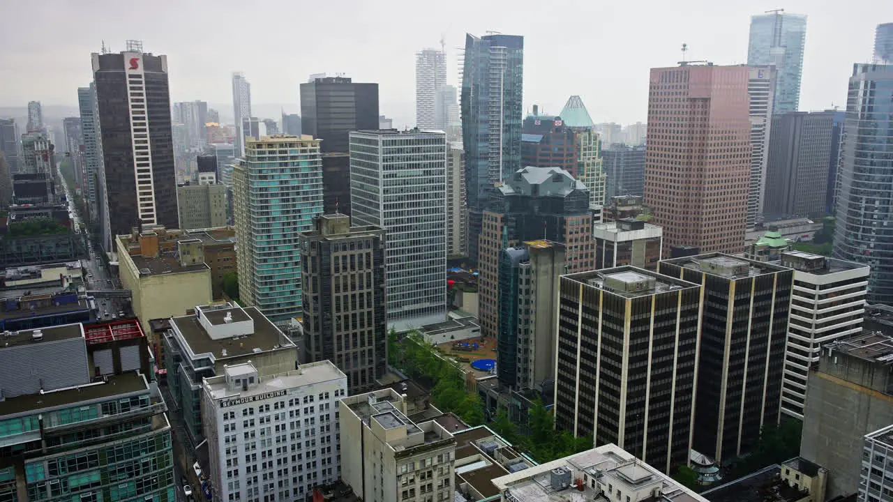 Rooftop View of Vancouver City Downtown District in Canada Urban Cityscape