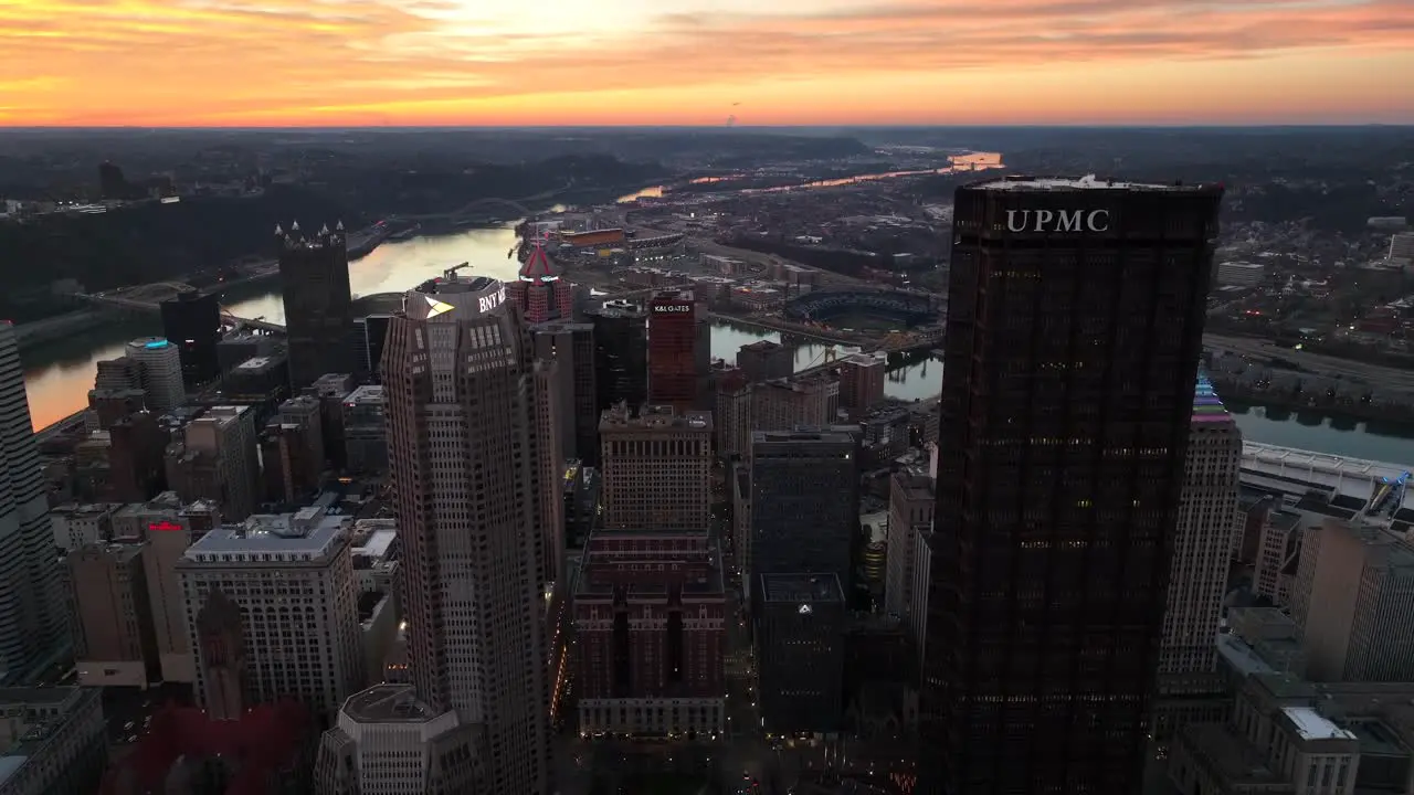 Downtown Pittsburgh at dusk