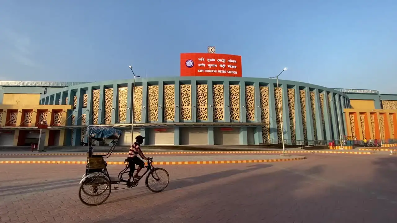 A view of Kavi Sbuhas Orange line metro station of Kolkata South East Metro system in Kolkata