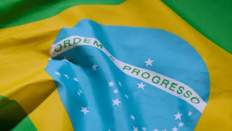 Close Up Studio Shot Of Brazilian Flag Filling Frame