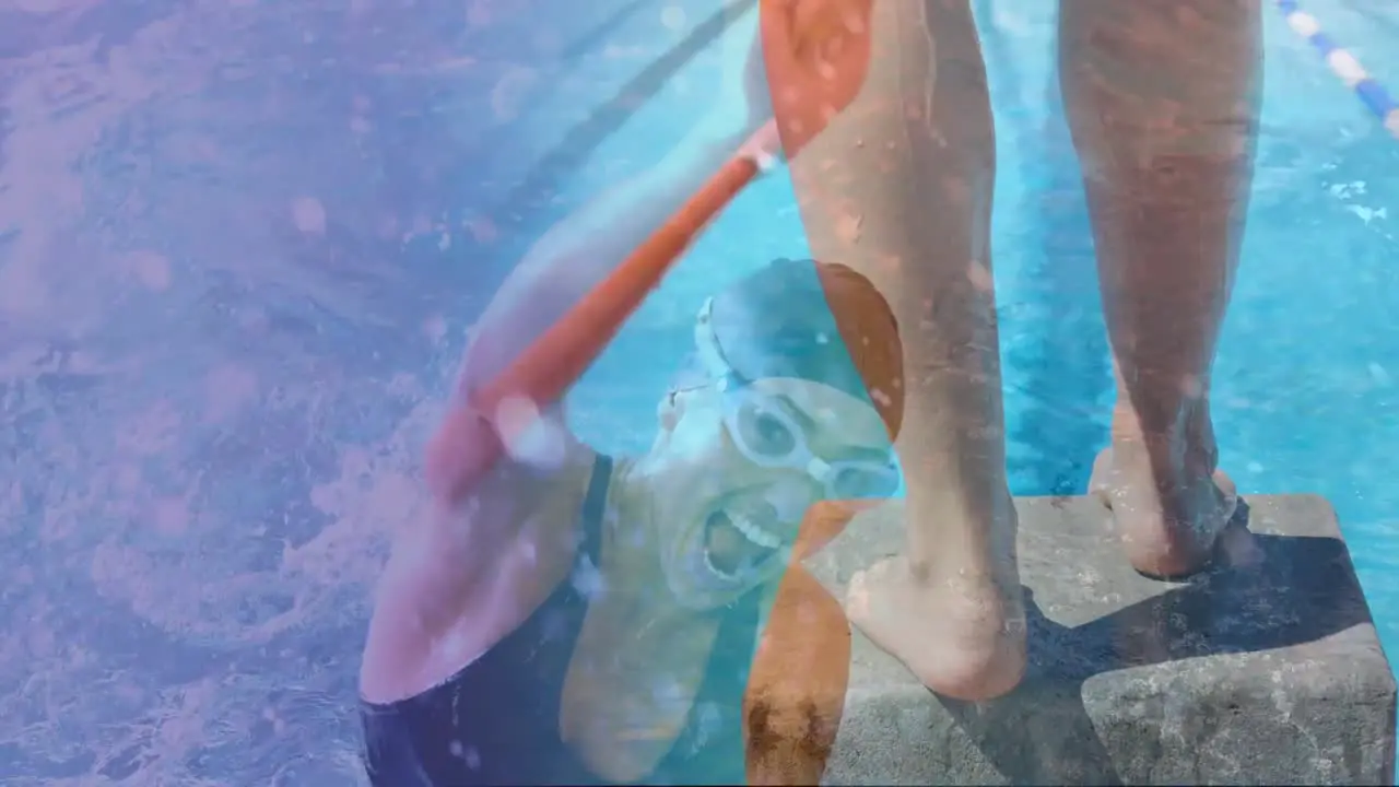 Animation of caucasian woman swimming in pool