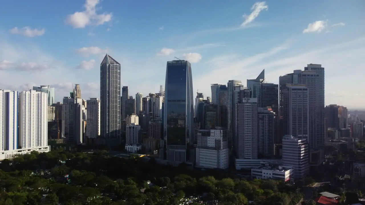 Aerial view around the Makati city skyline sunny day in Manila Philippines