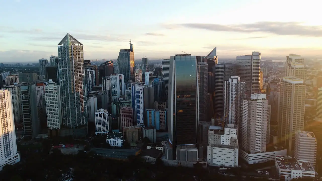 Drone shot of Makati city urban business city in the financial center of the Philippines