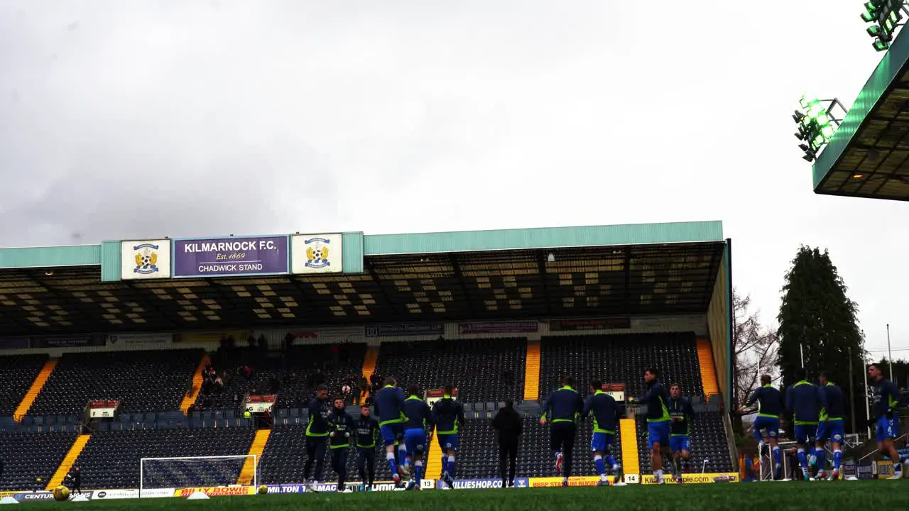 Professional Soccer players warm-up before their game in Scotland