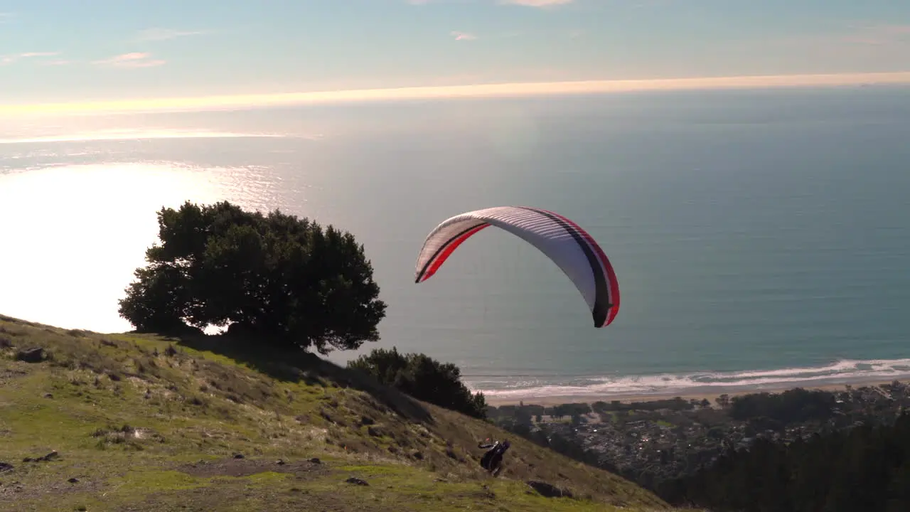 Man paragliding at Mount Tamalpais and Stinson beach in California