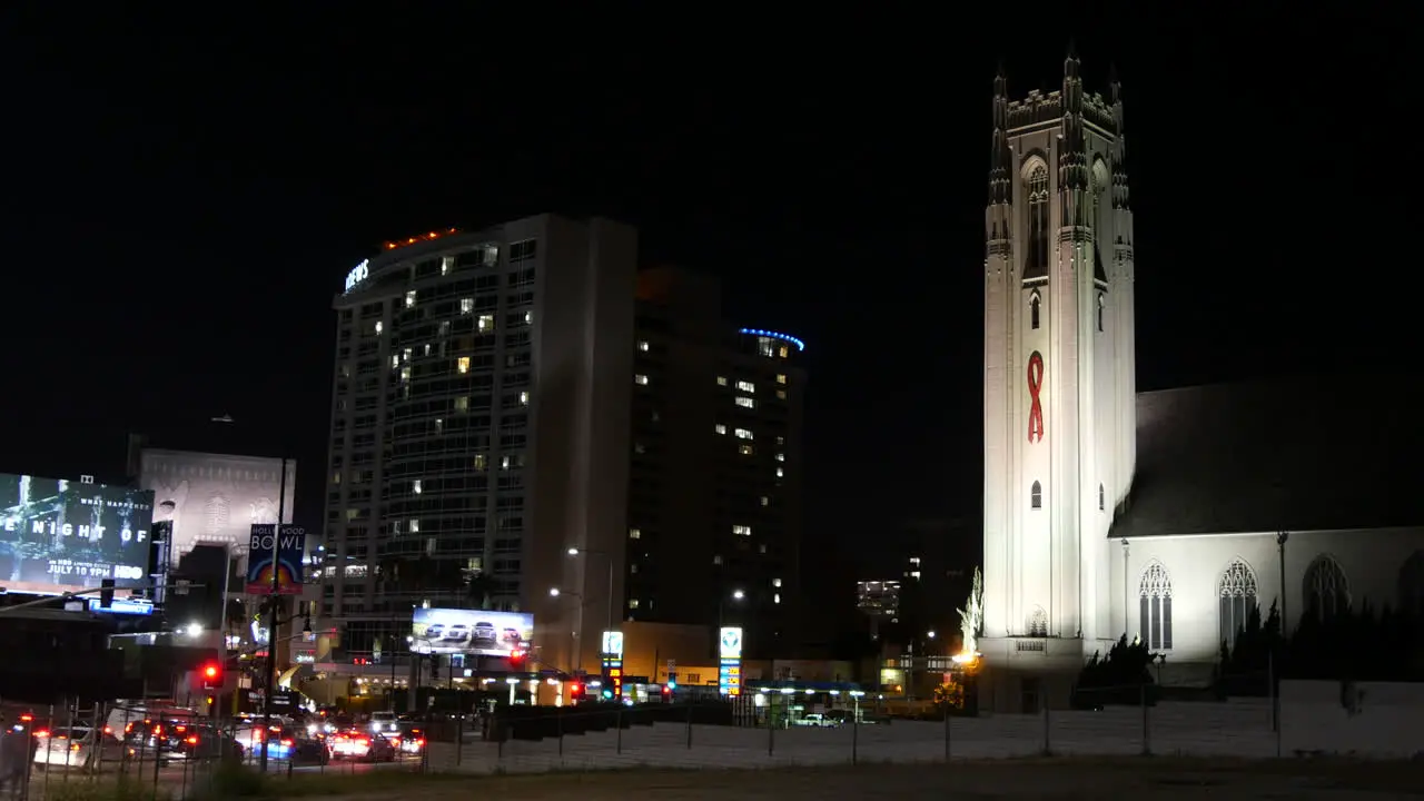 Los Angeles Church Lit At Night Time Lapse