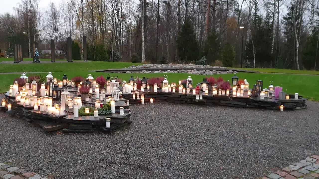 Memorial grove at graveyard in Northern Europe