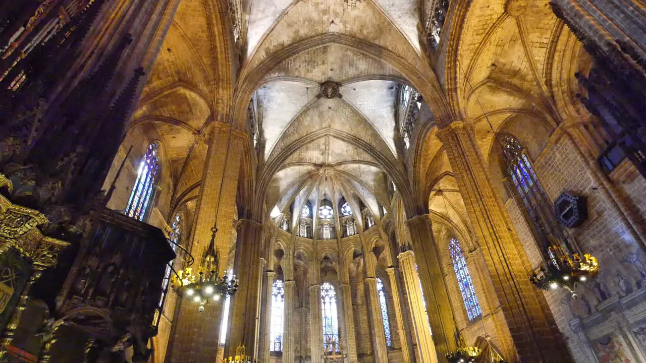 Spain Barcelona Cathedral Gothic Interior View