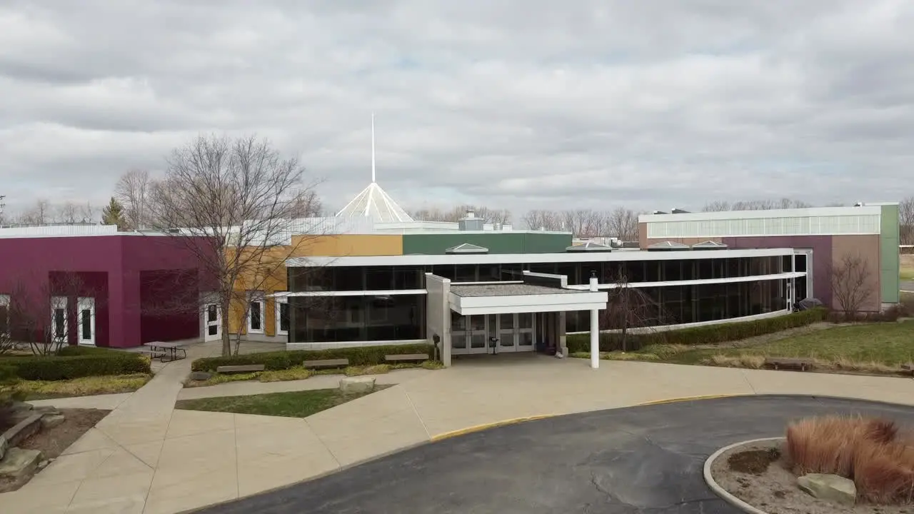 Christian church wide establishing drone aerial footage