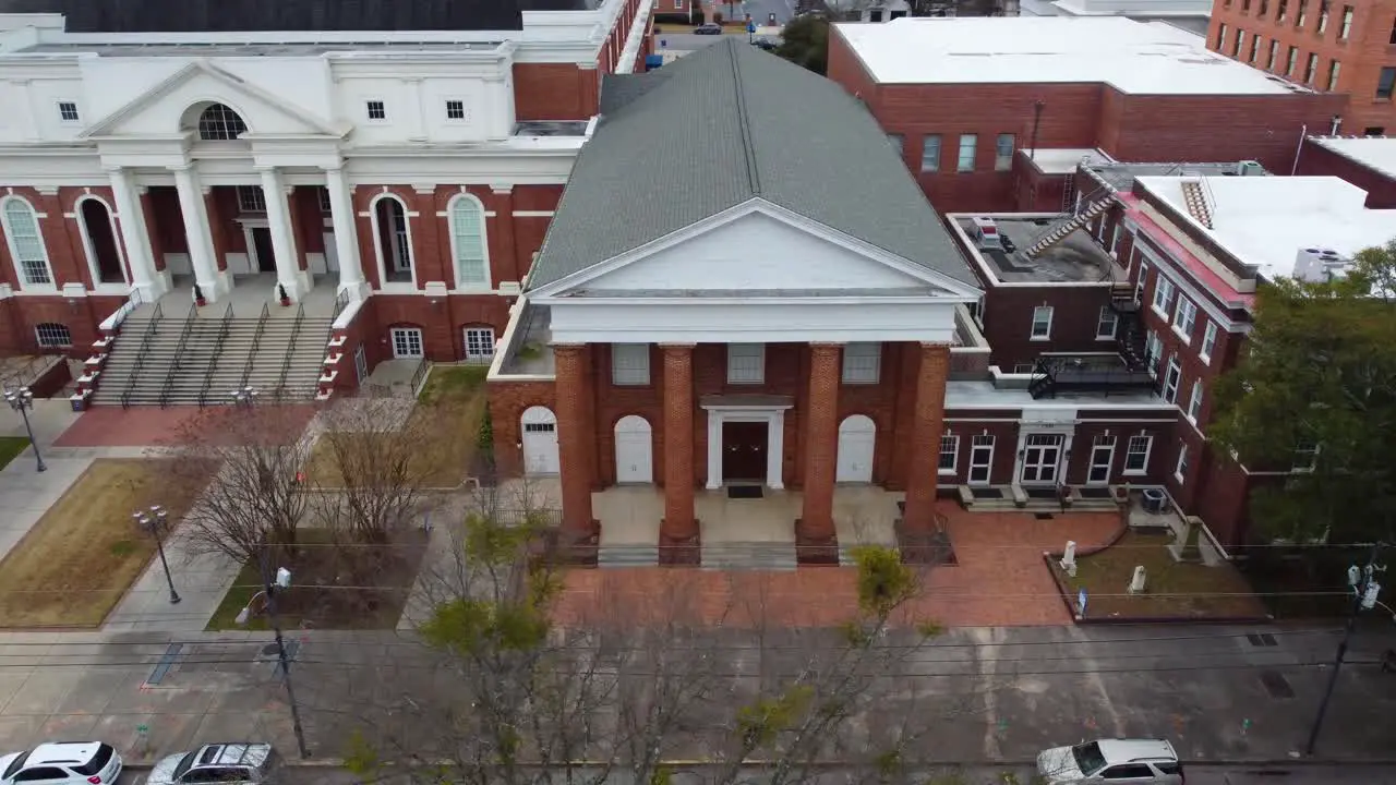 A drone shot of Boyce chapel