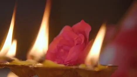 Close Up Of Burning Lamps Celebrating Festival Of Diwali 1