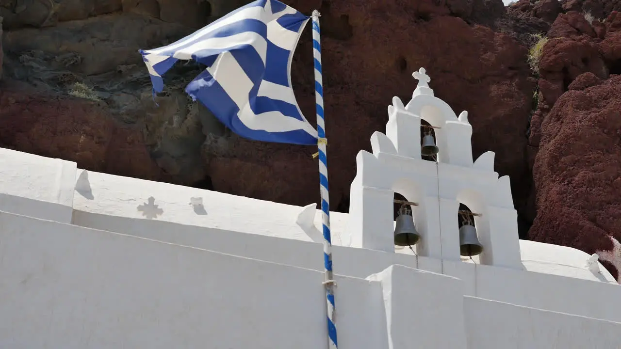 Greece Santorini Saint Nicholas Church Greek Flag